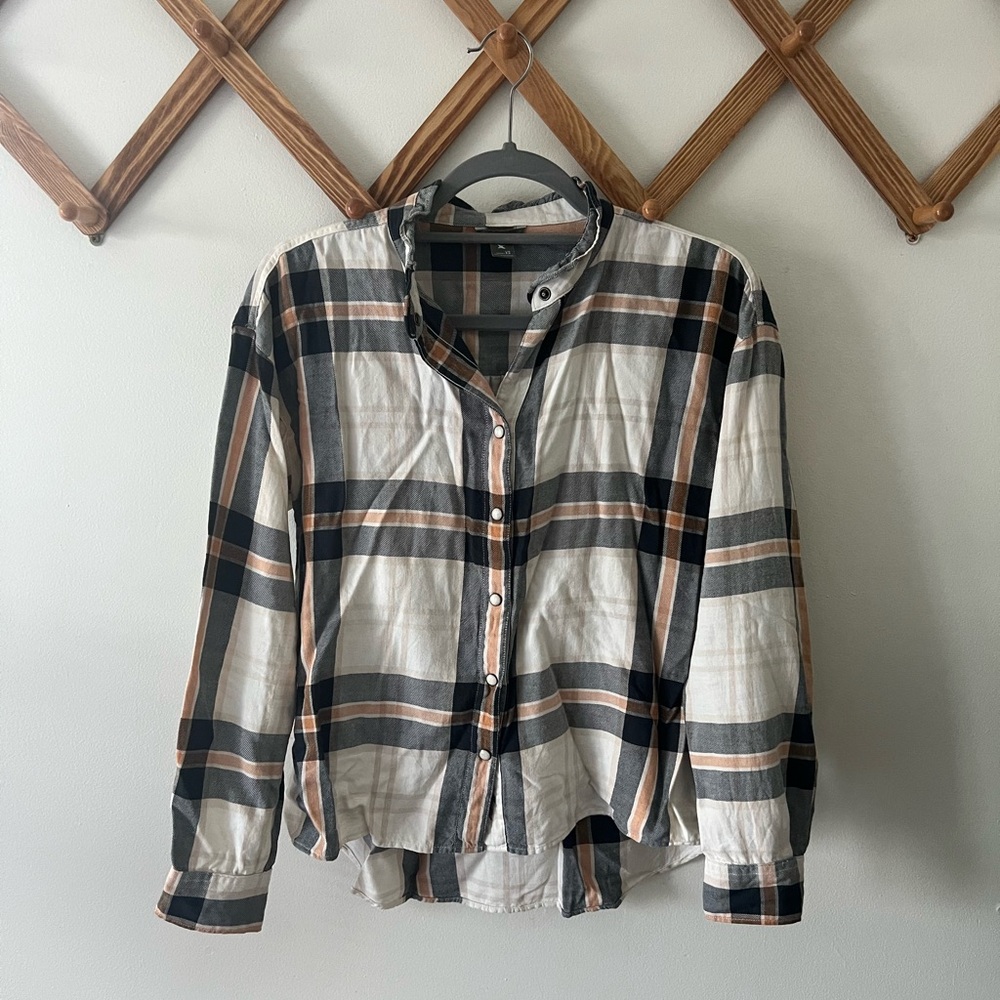 Eddie Bauer plaid shirt.